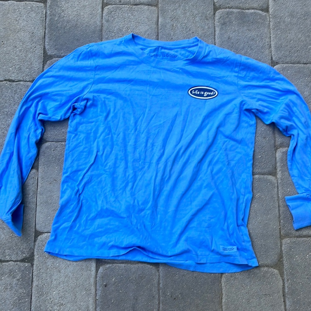 Life is good, Blue long-sleeve tee lacrosse shirt. Large 5 for shipping